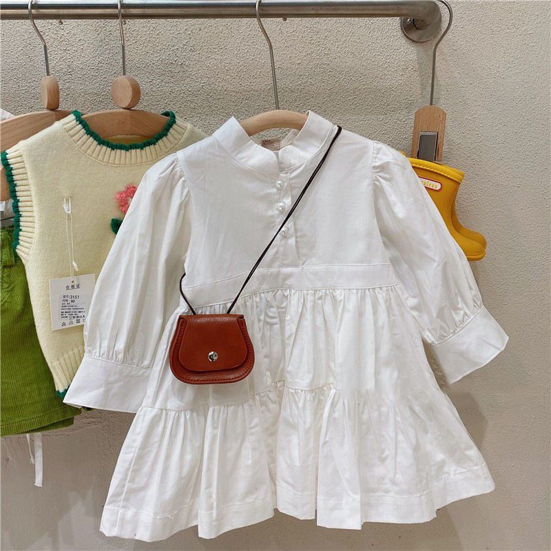 Dress Anak Perempuan Import - Putih + Rompi Jeans