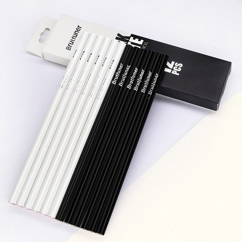 

HJK Pensil Warna Black & White Brutfuner 12 Pcs / 12 Pensil Sketsa Hitam & Putih