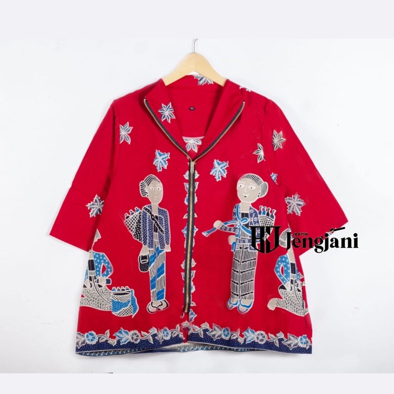 Blouse Motif Mbok Jamu Gendong Zipper Depan