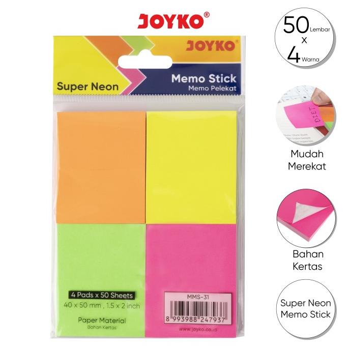 

Memo Stick Sticky Note Kertas Memo Tempel Joyko MMS-31 Super Neon