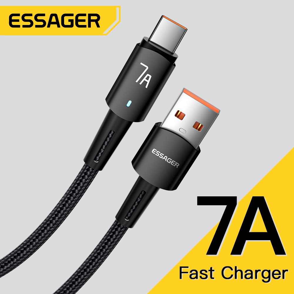 Essager 7A data cable type c LED light 100w usb C fast charging cable suitable for mobile phone vivo realme oppo super fast charging charger