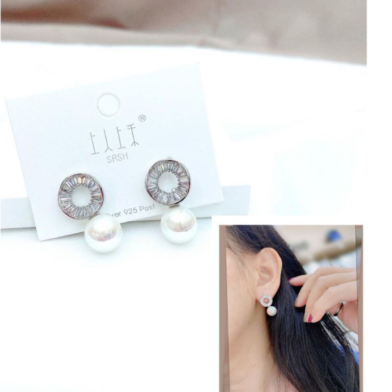 Anting Silver925 Perak 9 Mata Kilau anting silver Anti Karat anti alergi anting zircon premium 0417