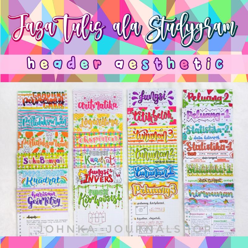 

Jasa tulis lettering studygram header aesthetic