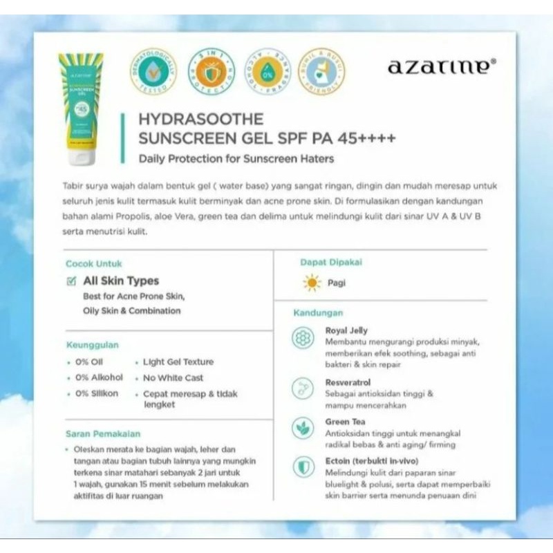 SUNSCREEN AZARINE HYDRASOTHE SPF 45+++/SUNSCREEN VIRAL MURAH ORIGINAL