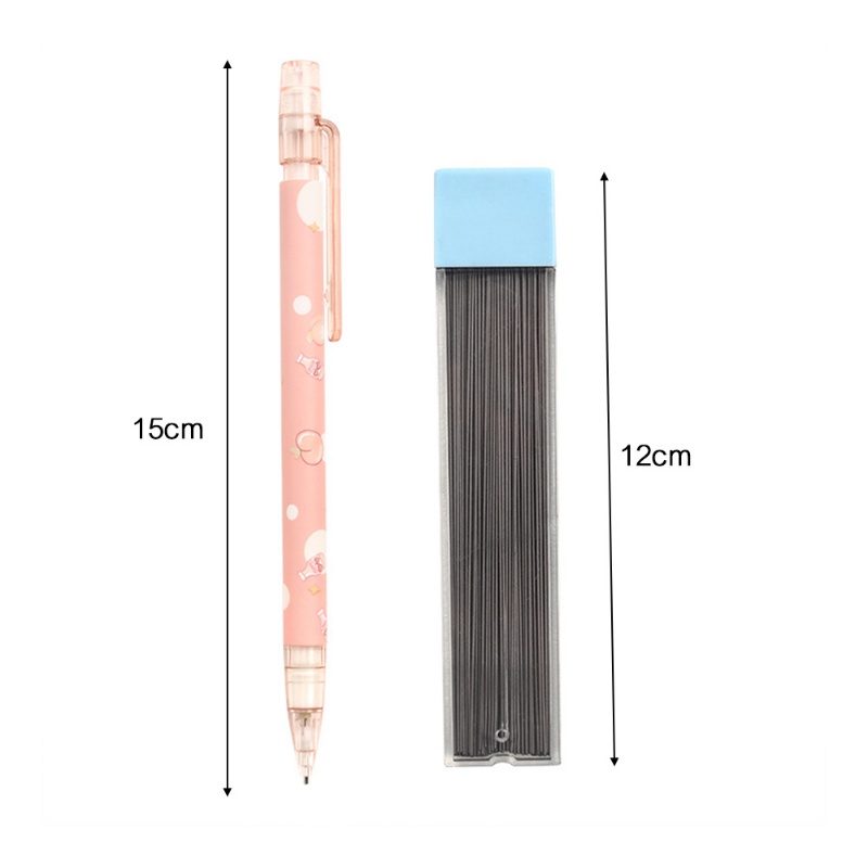 Pensil Otomatis Seri Kartun Lucu Peach Dengan Penghapus/Pensil Aktivitas Tipe Push Button Nyaman/Refill 0.5mm Alat Tulis Tulisan Tangan Pensil Plastik Yang Dapat Diganti