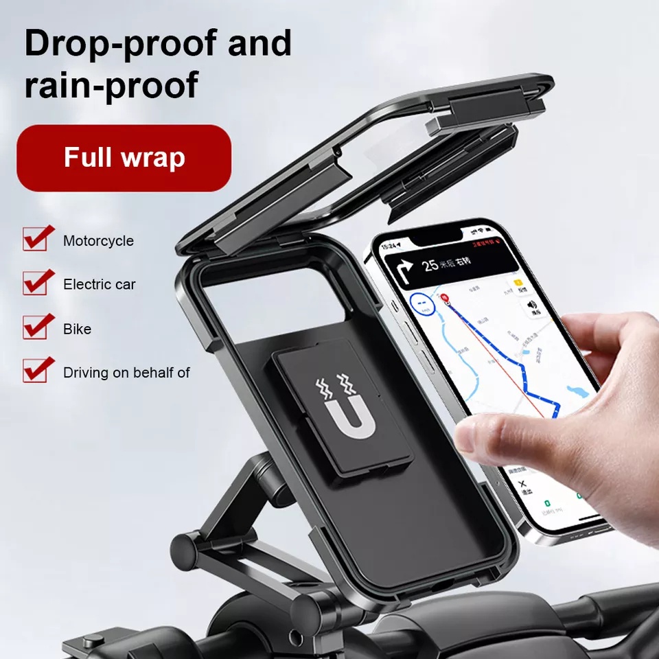 Holder Hp Motor Sepeda Di Stang / Waterproof Case Phone Holder 360°