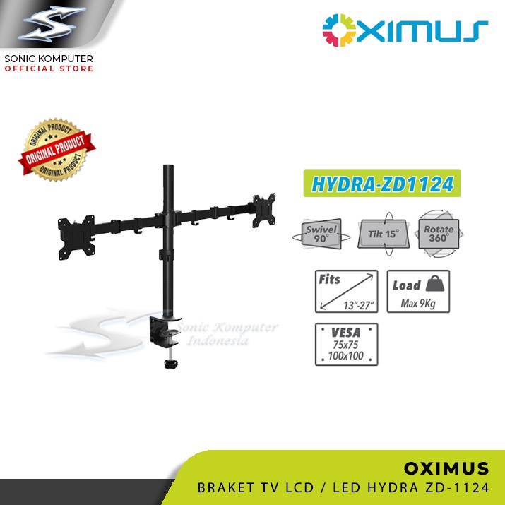 Bracket Meja LCD LED TV 2 Monitor 13&quot; - 27&quot; OXIMUS HYDRA ZD1124