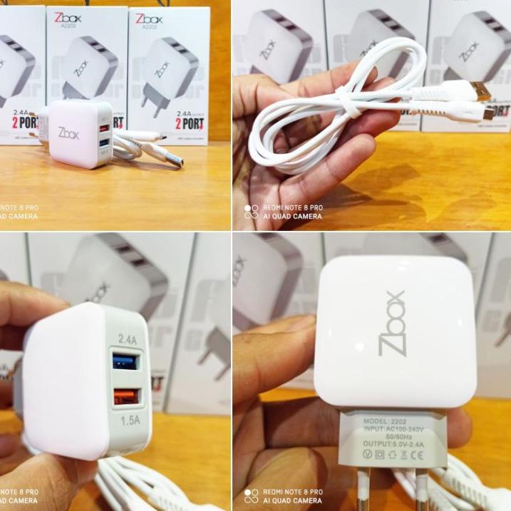 TERLARIS TRAVEL CHARGER CAS ZBOX A2202 2USB FAST CHARGING OUTPUT 2,4A + KABEL MICRO