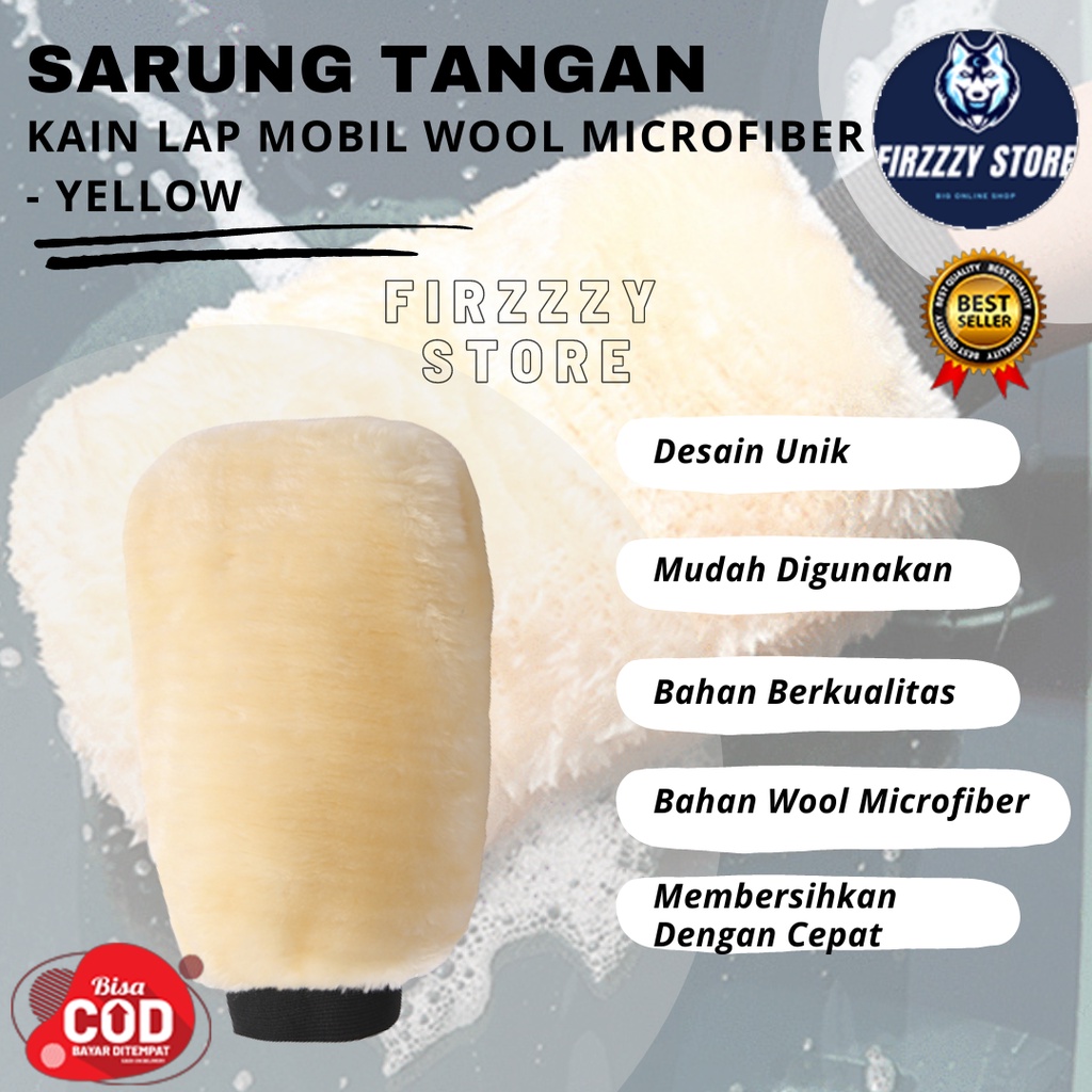 Sarung Tangan Kain Lap Mobil Wool Microfiber - Yellow