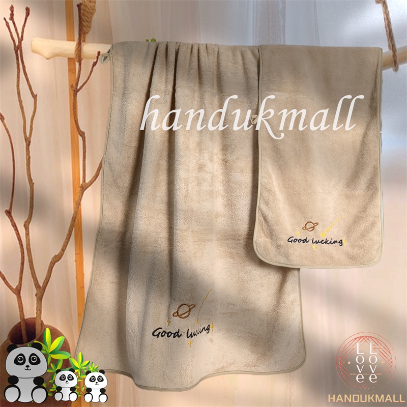 Handukmall Handuk Set 2 pcs Handuk Mandi Wajah Dewasa Unisex Microfiber Lembut Kado Hampers Goodlucking