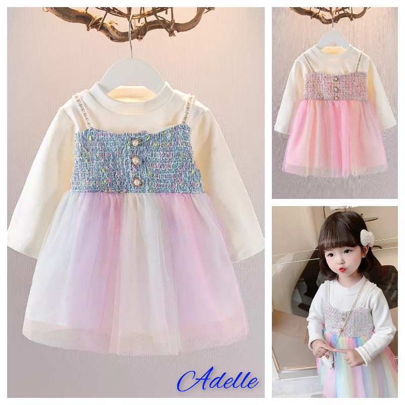 Dress Bayi Perempuan ADELLE Gaun Pesta Ulang Tahun Import