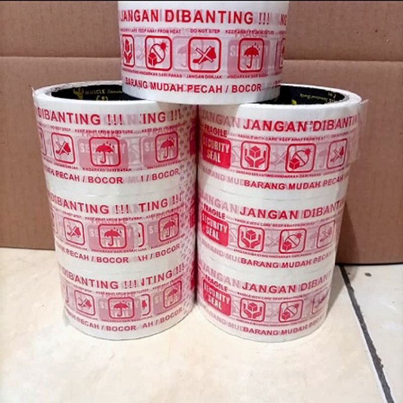 

Lakban Fragile Handle With Care Putih 48mm x 50yard / Solasi Jangan Dibanting