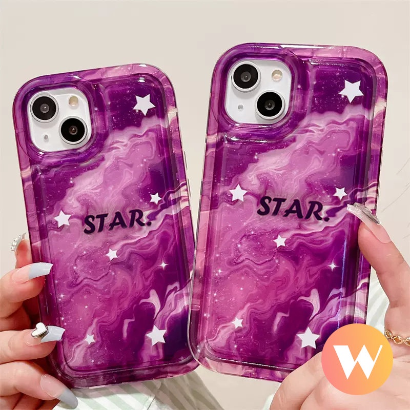 IPHONE Airbag Shockproof Phone Case Kompatibel Untuk Iphone11 13 12 14 Pro Max XR 7Plus 8Plus 6Plus X XS Max Ins Fashion Gradient Starry Sky Mewah Lembut Tpu Penutup Belakang