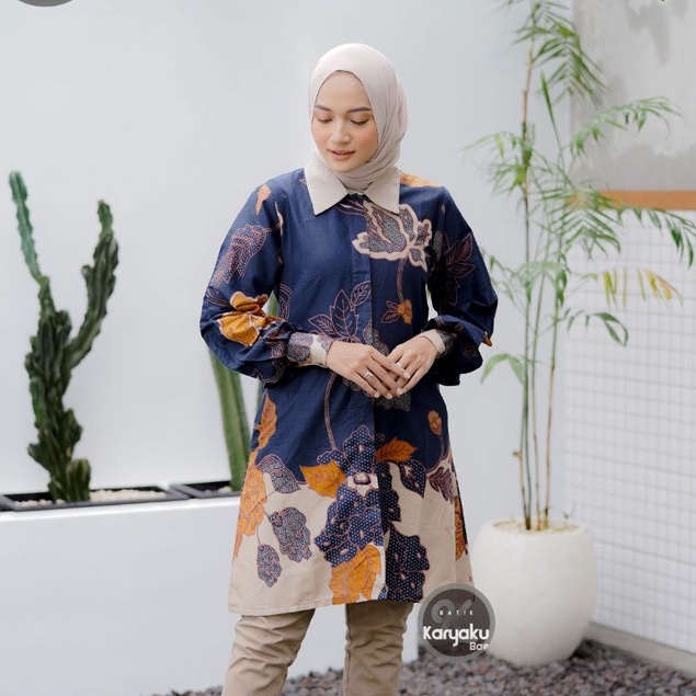 Baju Batik Wanita Modern Atasan Tunik Batik Kerja Wanita Kantor Baju Batik Wanita dan Pria Batik Seragam M L XL XXL