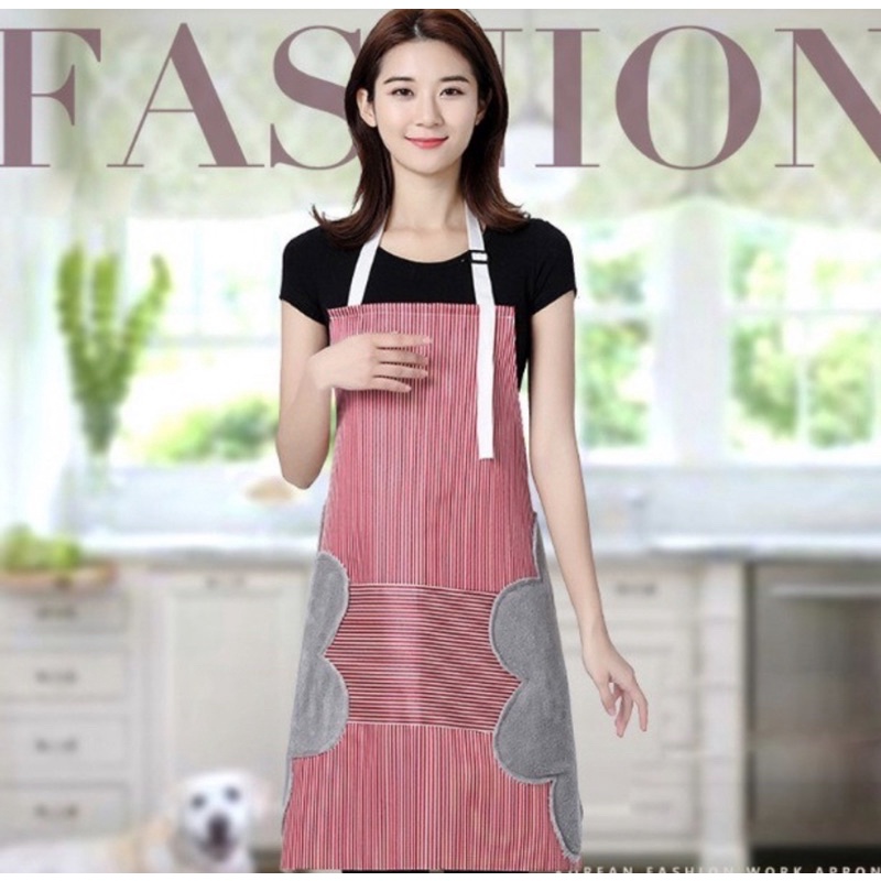 Celemek Masak - Apron Anti Air &amp; tahan minyak motif garis - Apron Masak