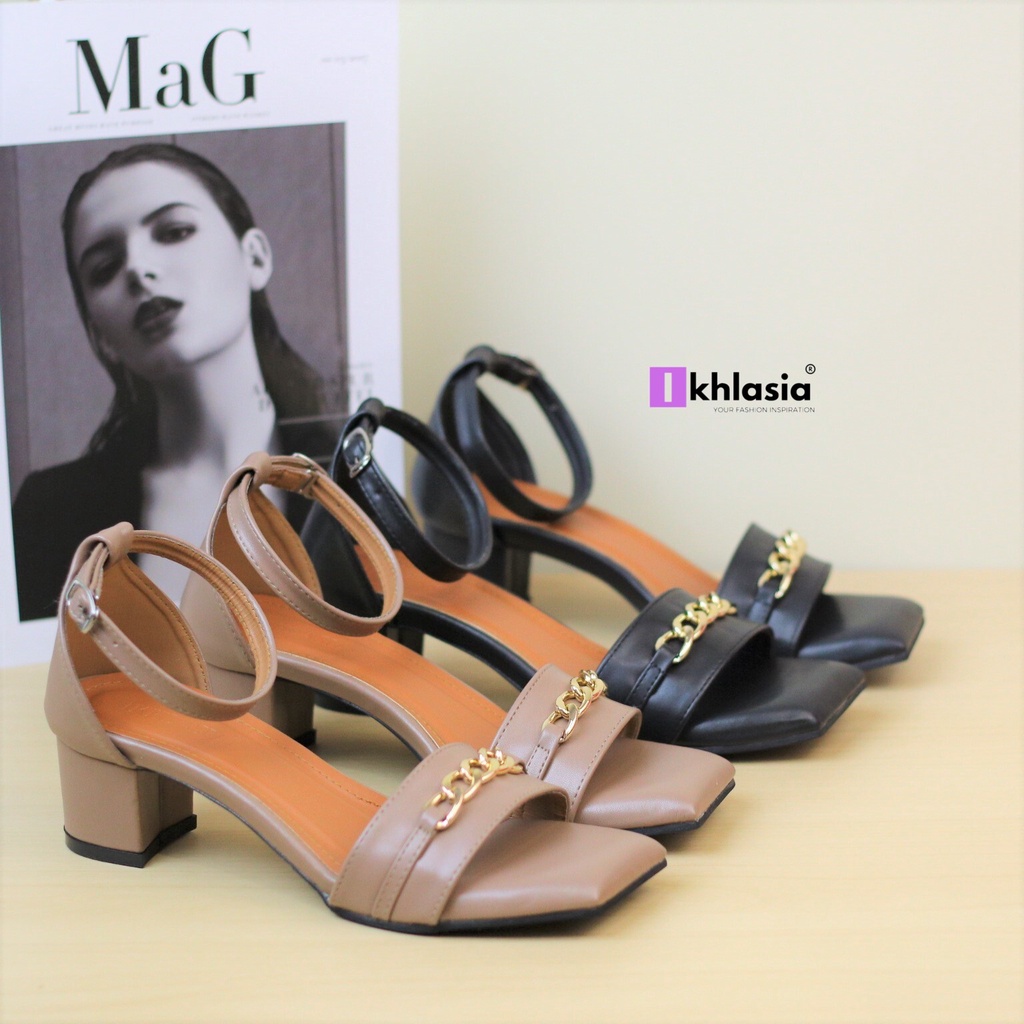 Sandal Heels Wanita Uta Rantai 5cm HT26