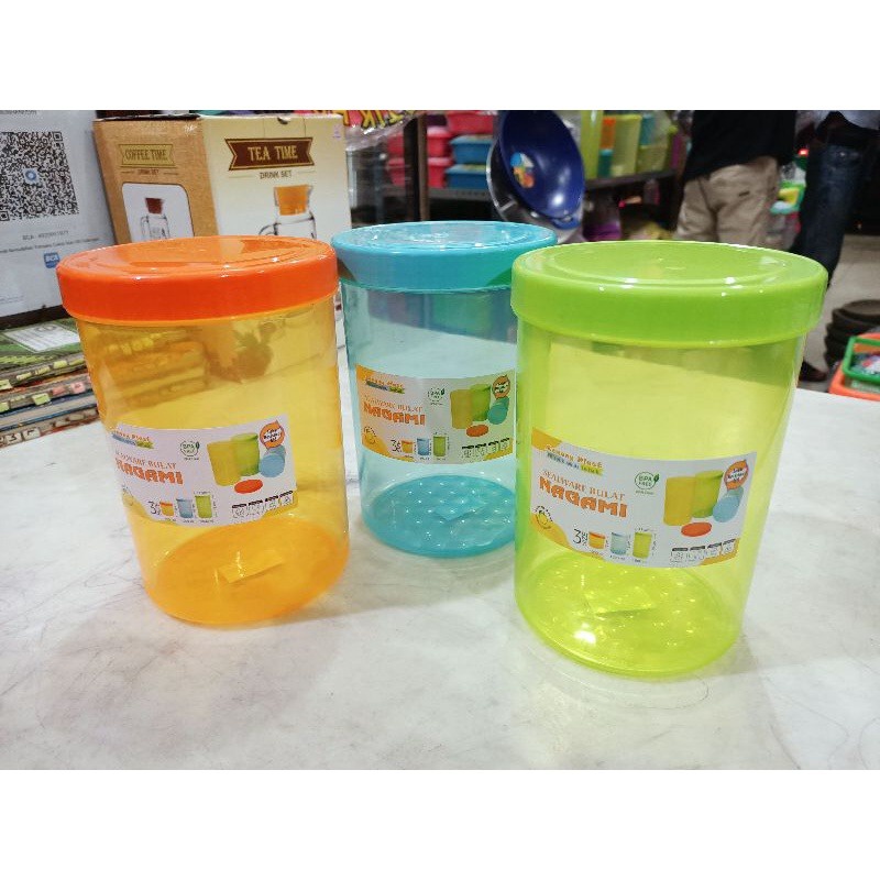 Toples Nagami Ukuran M 1300 ml / Toples makanan plastik bulat polos