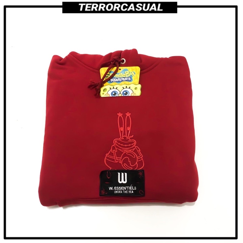 hoodie w essentiels x spongebob mr crab maroon originals bnwtip