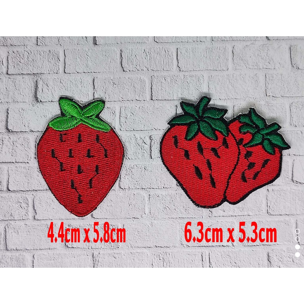 Patch bordir buah stroberi/Patch buah lucu