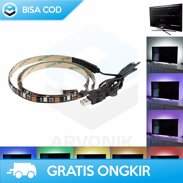 LAMPU LED STRIP 2 METER LAMPU DEKORASI RGB USB CONTROLLER WATERPROOF