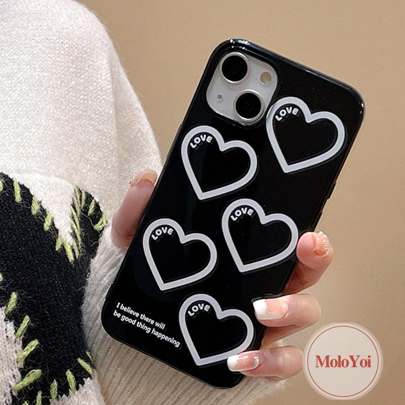 IPHONE Casing Ponsel Kartun Love Heart Kompatibel Untuk Iphone11 14 13 12 Pro Max XR 7Plus 8Plus 78 14 Plus X XS Max SE 2020 Glossy Halus Lembut Tpu Full Pelindung Cover