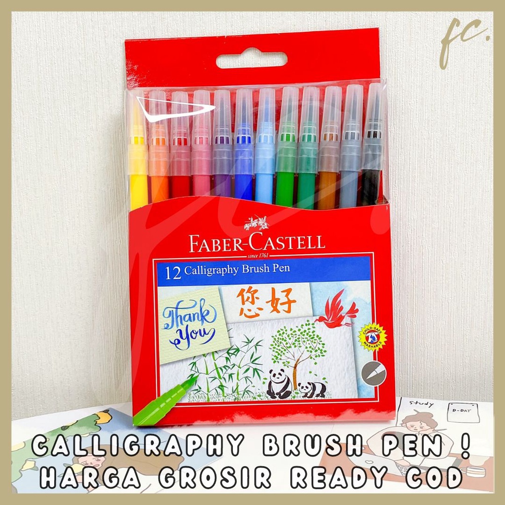 

Calligraphy Brush Pen Faber-Castell Original Set 12 Pcs Pack Kuas Spidol Lukis Tulisan Kaligrafi Alat Tulis Kantor Sekolah