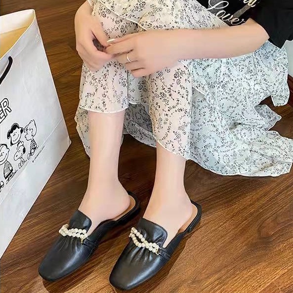 CYS COD Sandal hak tahu wanita import fashion korea kekinian slip on sendal formal cewek teplek lembut terbaru elegant flatshoes SPT-41