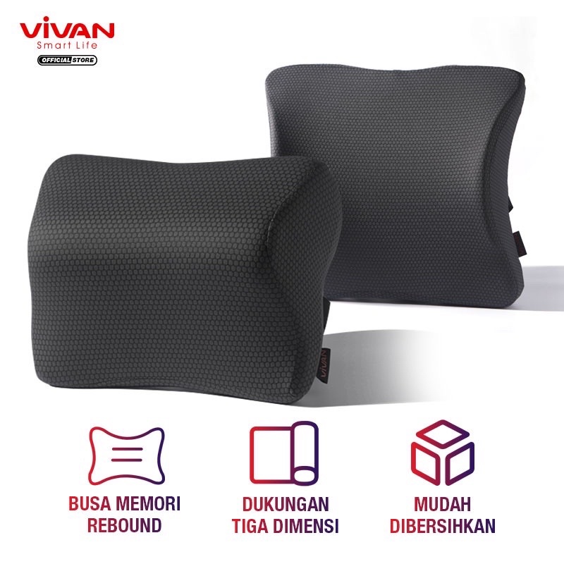 VIVAN VCP01 VCP02 Bantal Mobil Senderan Leher / Punggung Memory Foam Car Headrest / Lumbar Pillow-Garansi 1 Tahun