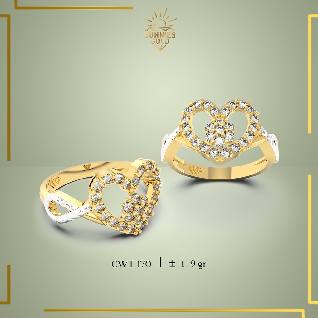 CINCIN EMAS ASLI CINCIN WANITA KADAR 300 DAN KADAR 375 CINCIN LOVE MODEL MEWAH ELEGAN CT 170