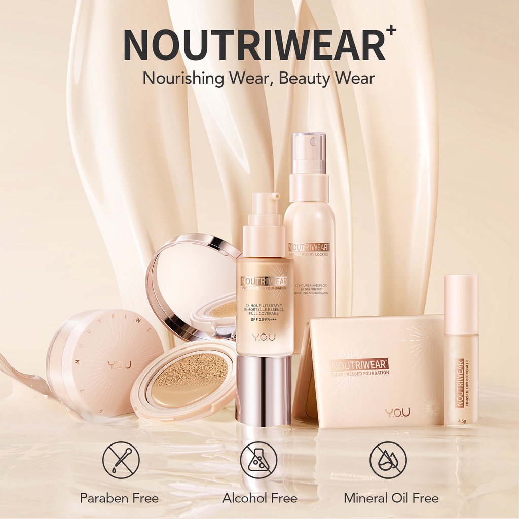 REFILL YOU Noutriwear+ Flawless Cushion Foundation | Nourishing | Poreless Full Coverage | SPF 40 &amp; PA+++ | Tahan Lama 16 Jam | Refill | Kosmetik