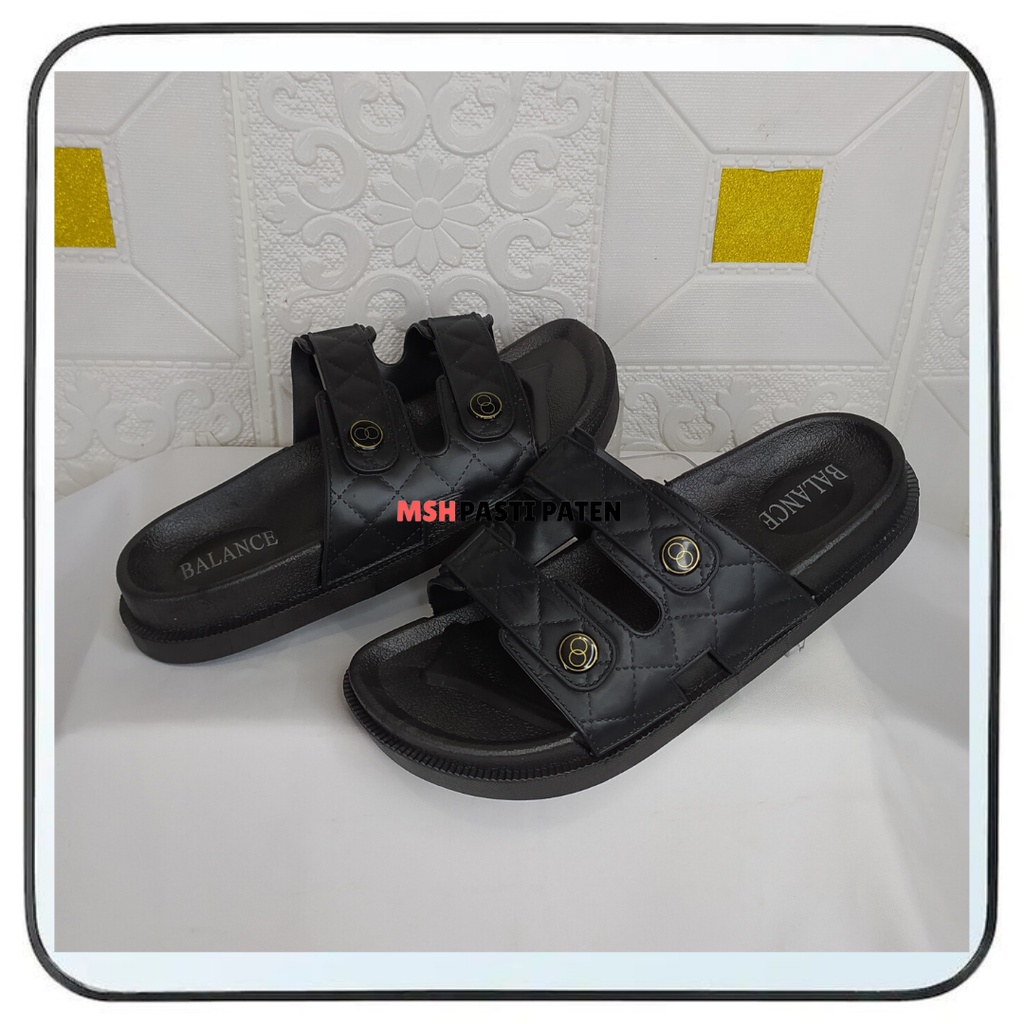 Sandal slop karet motif kulit wanita tahan air anti slip Sandal impor merk balance 1728