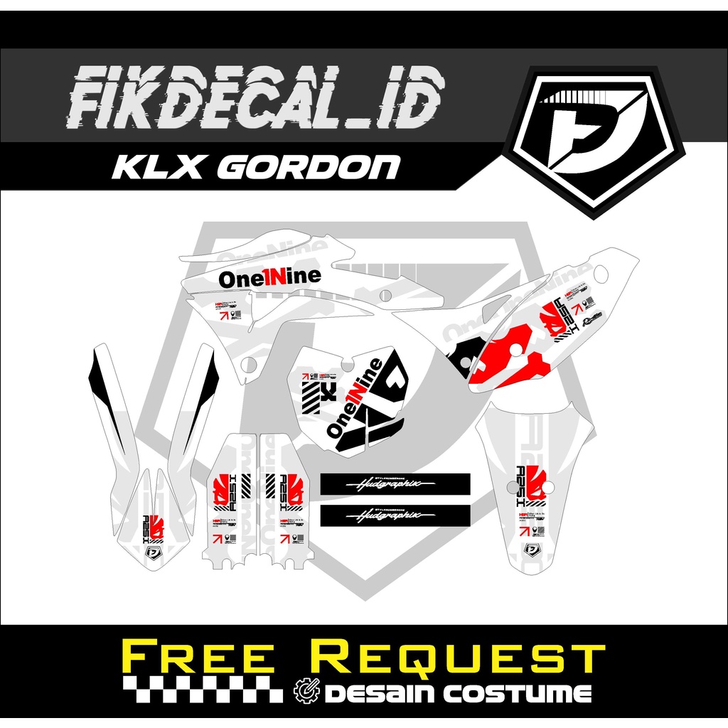 DECAL KLX GORDON DESAIN ONE INE NINE KSR KEKINIAN