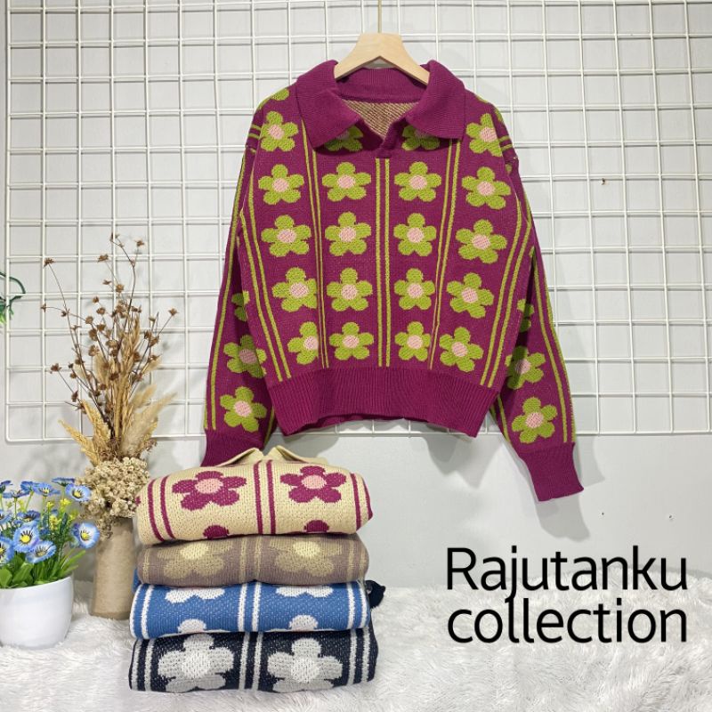 VIONA SWEATER RAJUT MOTIF BUNGA