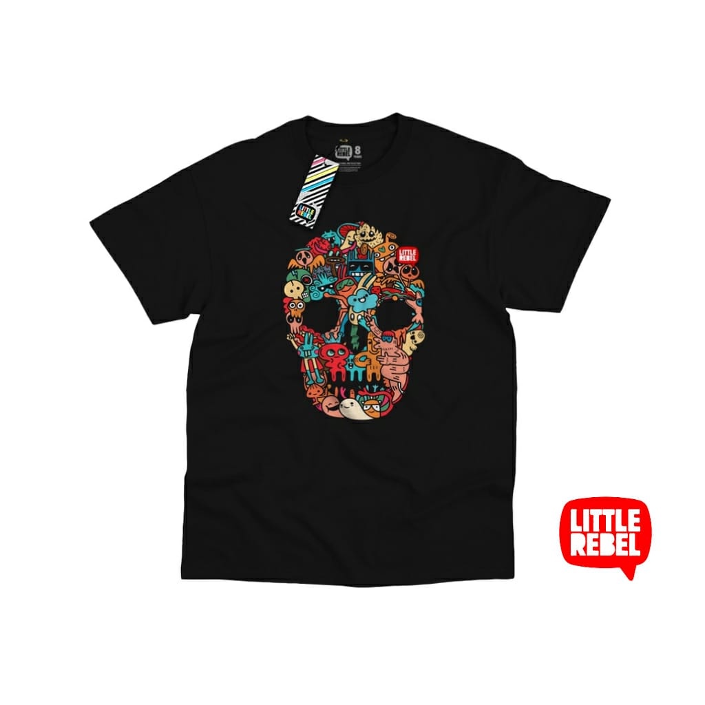 Kaos Anak Laki Laki Doodles Head Umur 7 - 12 Tahun