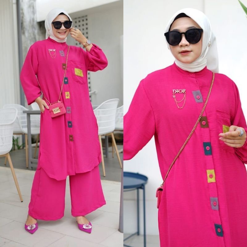 NAYA TUNIK/SETELAN WANITA LONG TUNIK/SETELAN CRINKLE AIRFLO