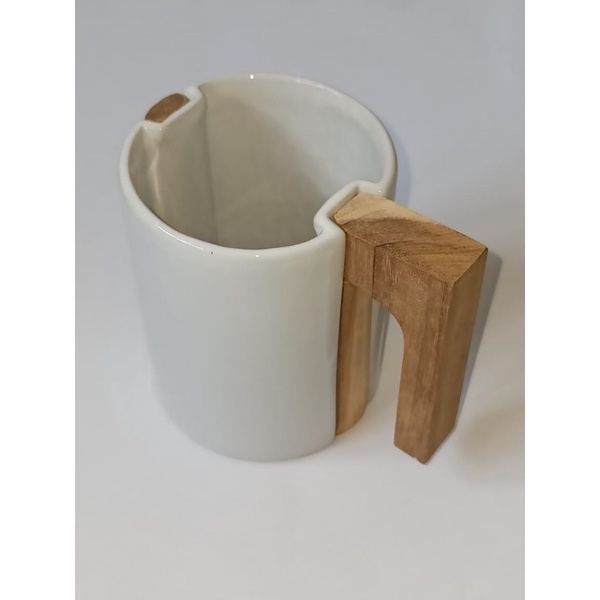 Mug Sublim Coating Sablon Pegangan Kayu