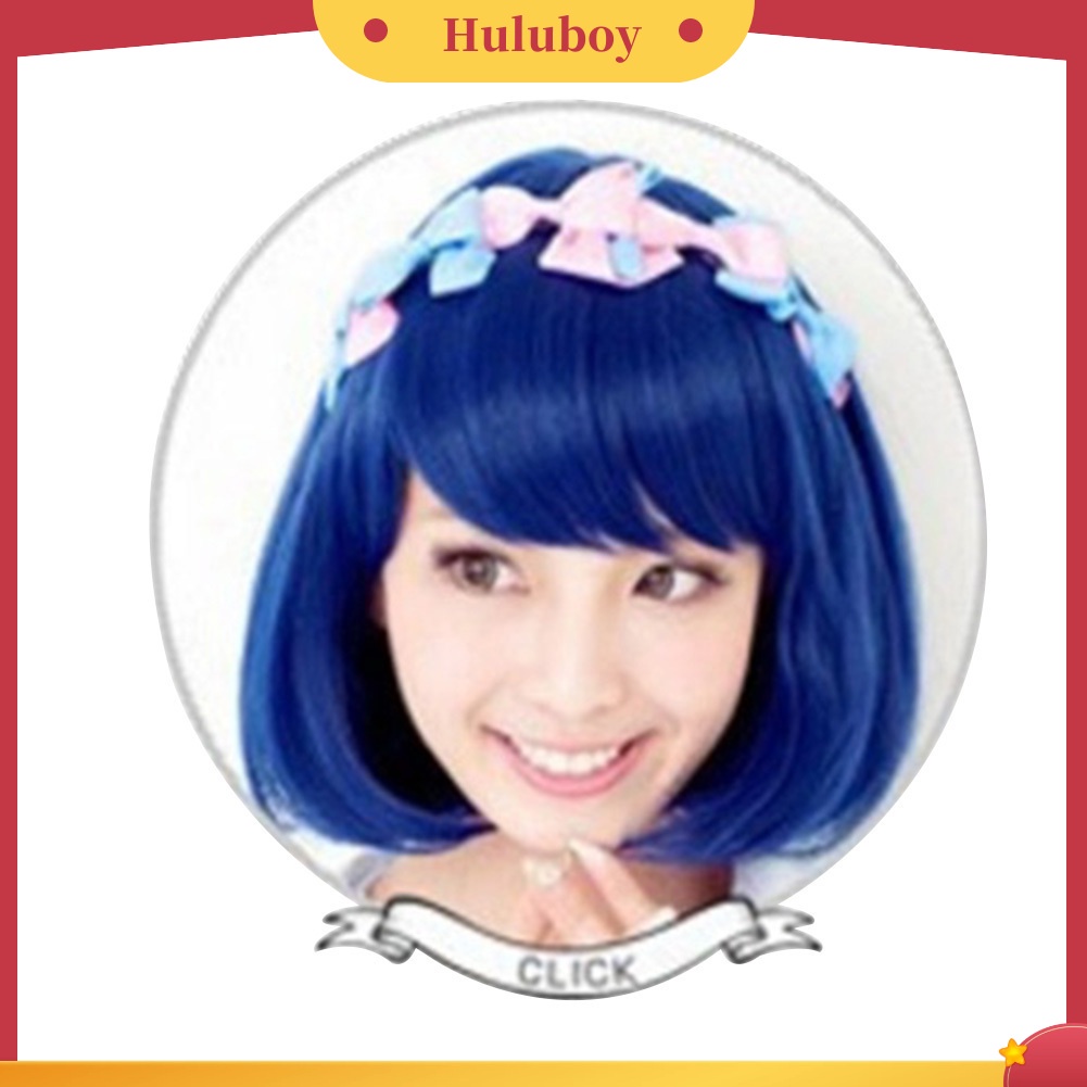 Wig Rambut Pendek Lurus Keriting Model Bob Untuk Kostum Cosplay Anime