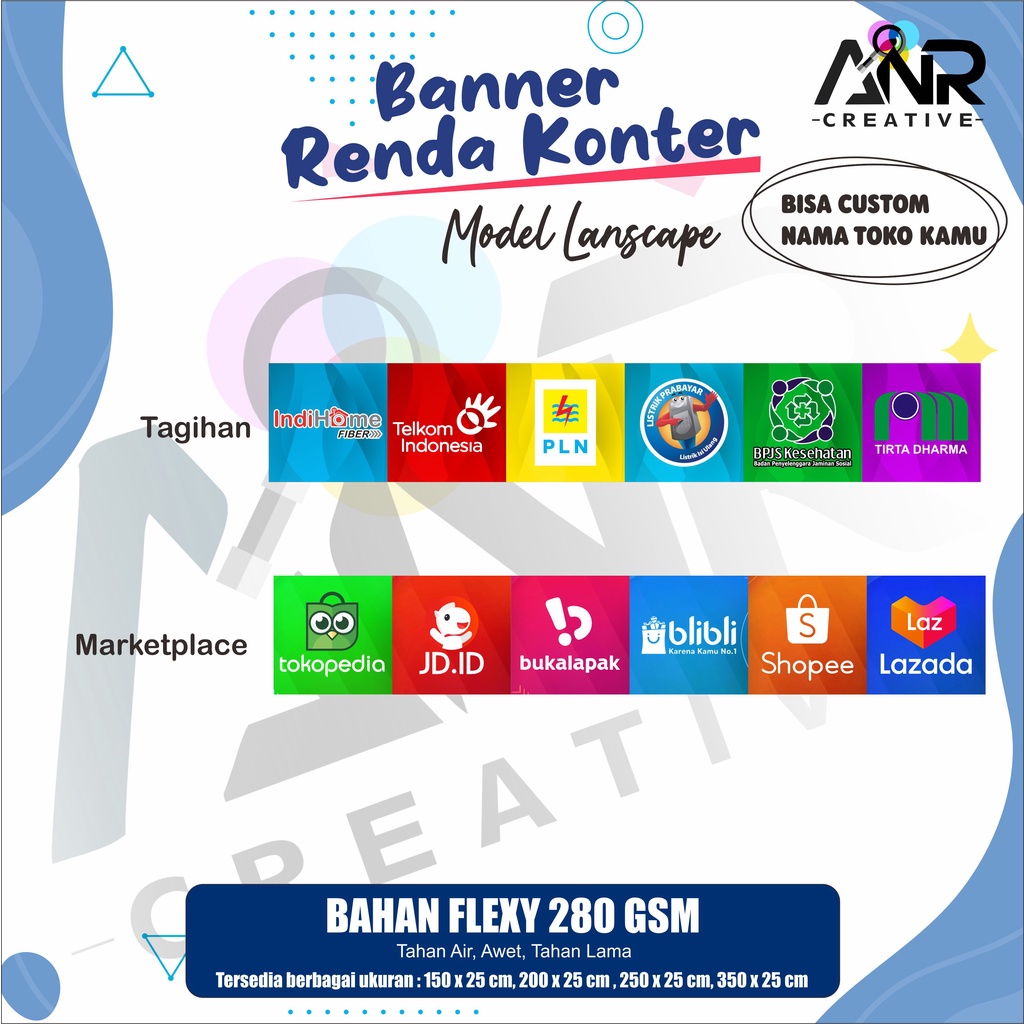 Banner Konter Lanscape / Spanduk Konter Lanscape/ Spanduk Renda Lanscape/ Banner Renda Lanscape