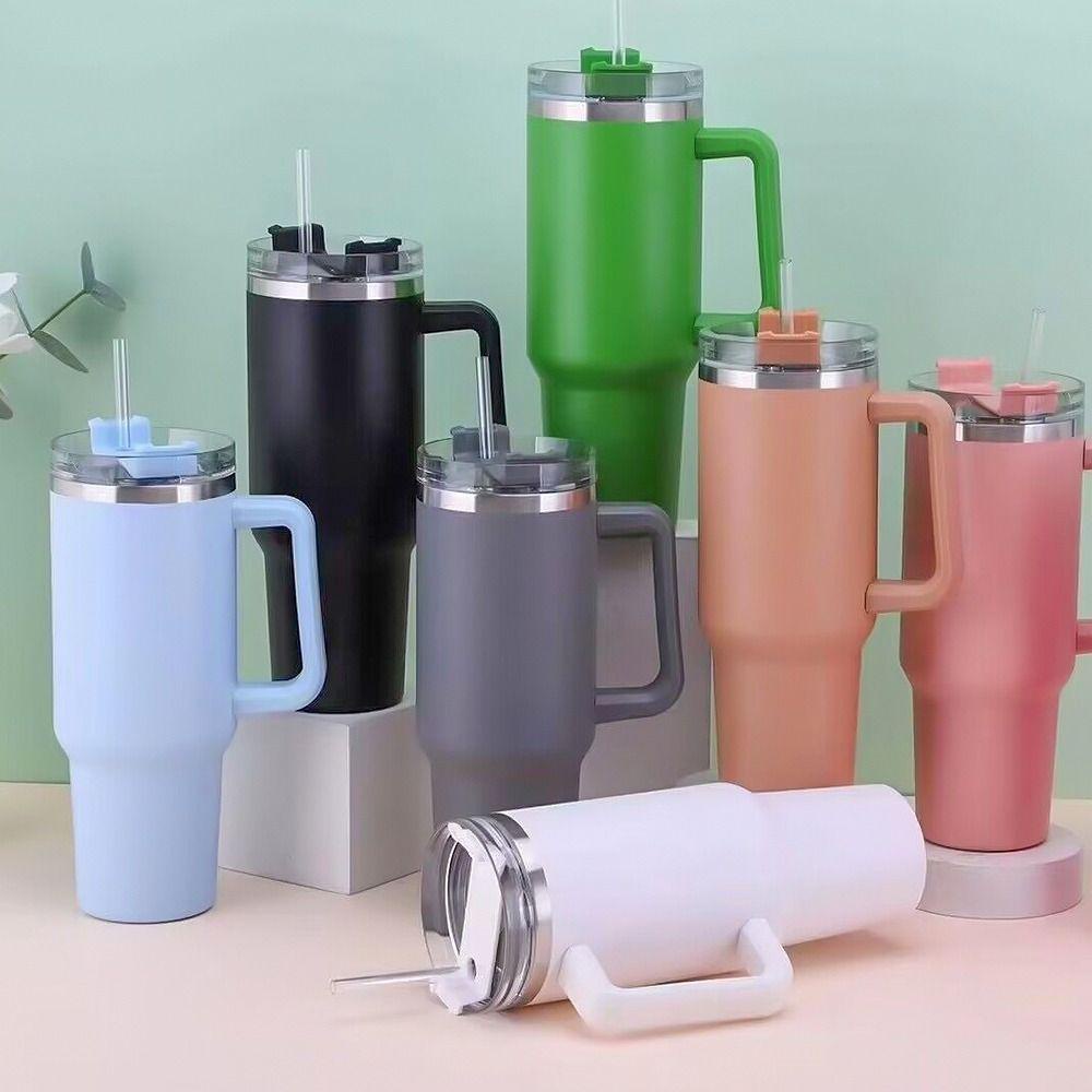 Solighter Mug Tumbler Tahan Lama Dengan Tutup Sedotan Stainless Steel Termos Botol Air