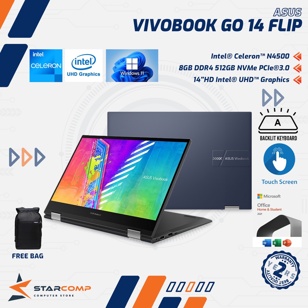 ASUS VivoBook Go 14 Flip TP1400KA N4500 4GB 256GB 14&quot; Touch X360 OHS