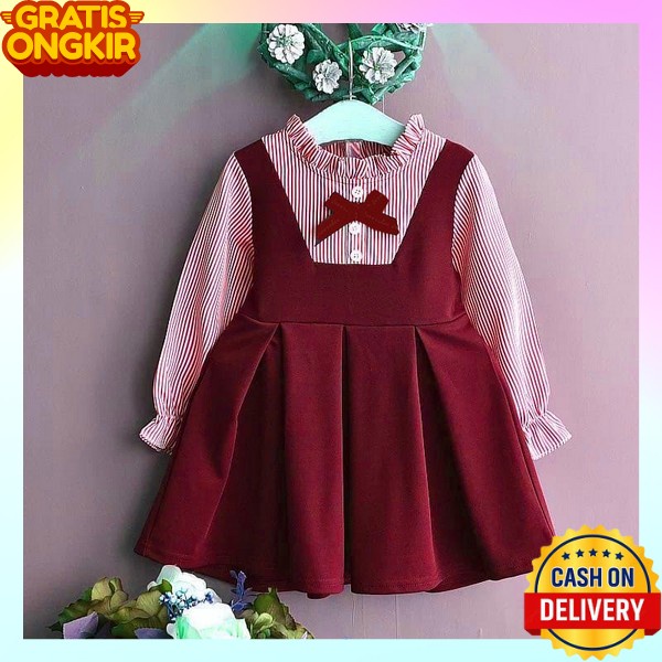 Deres Natal Anakk Perempuan Gaun Pesta Anak Cewek Dress Anak Perempuan Import Rok Midi Ank Cewek Drw