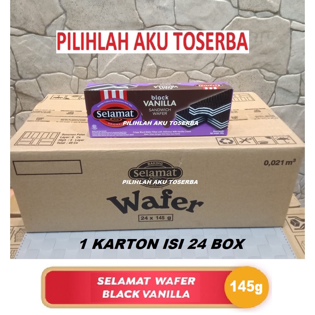 Selamat Wafer BLACK VANILLA 145 g - (HARGA 1 KARTON ISI 24)