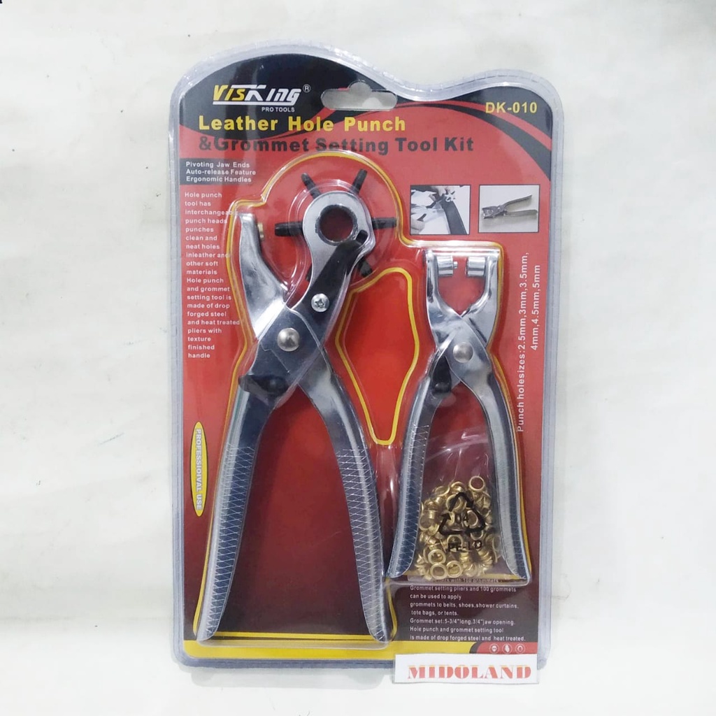 

Leather Hole Punch Set Pembolong Tas Sabuk Gesper Kulit dan tang mata ayam Set 2pcs