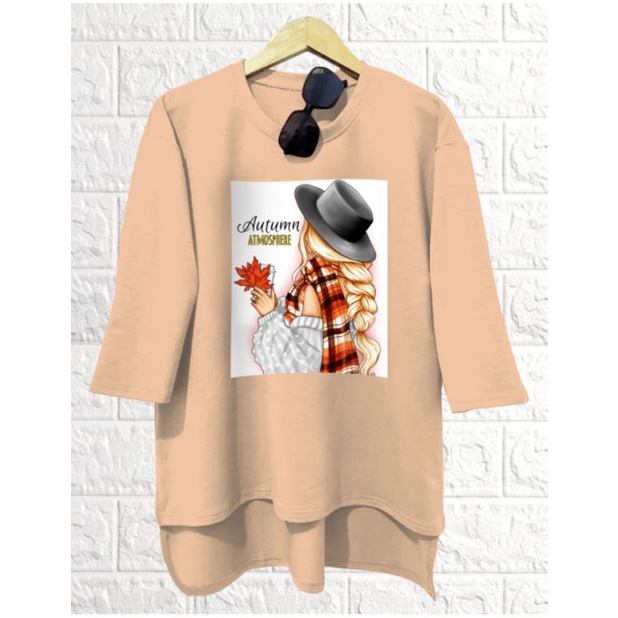 KAOS OVERSIZE WANITA AUTUMN LENGAN 3/4