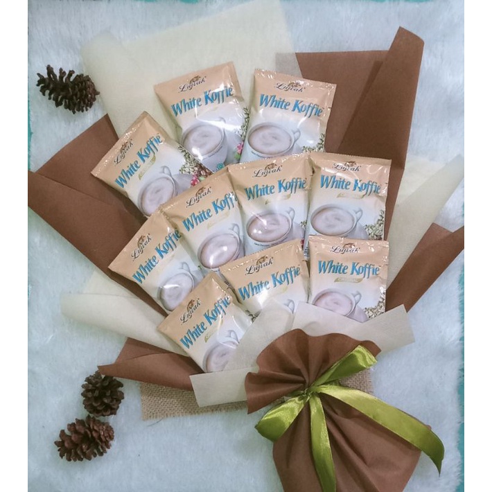 

Buket kopi isi 10 sachet untuk hadiah wisuda ulang tahun free kartu ucapan