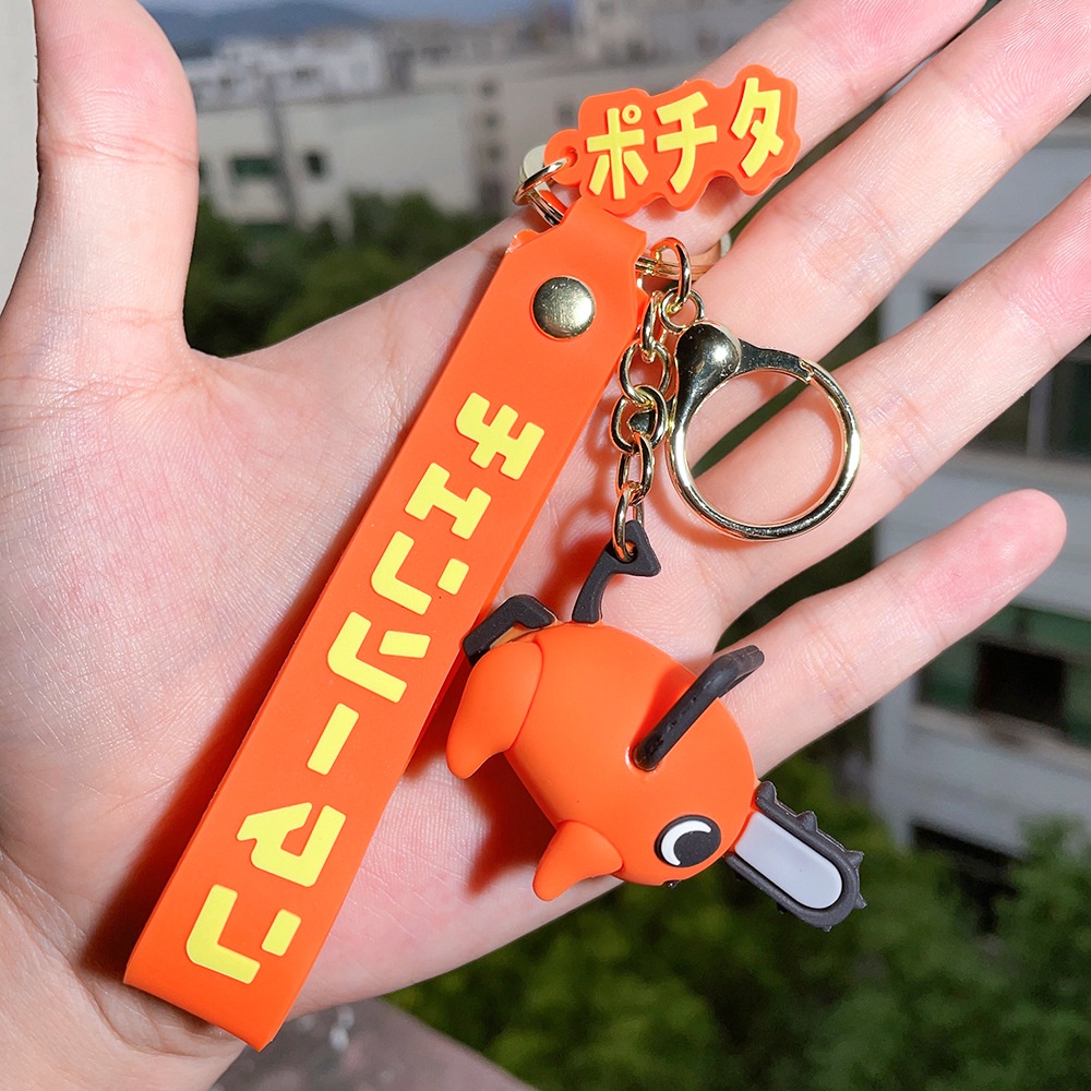 Anime Chainsaw Man Gantungan Kunci Wanita Lucu Kartun Silicone Keyrings Denji Pochita Boneka Liontin Kunci