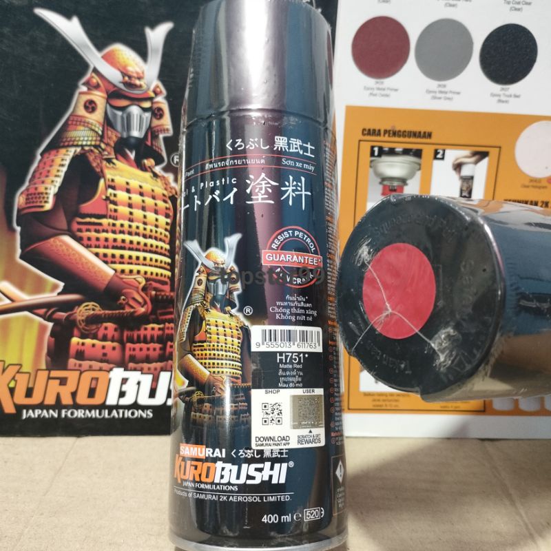 Pilok Pilox Cat Samurai Matte Red H751 Merah Doff 400ml Cat Semprot Samurai Paint Kurobushi Aerosol