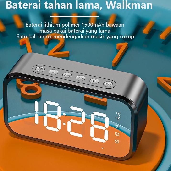 Best Seller Speaker Bluetooth Portable Full Bass Stereo LED Tampilan Digital FM Radio Termometer Jam