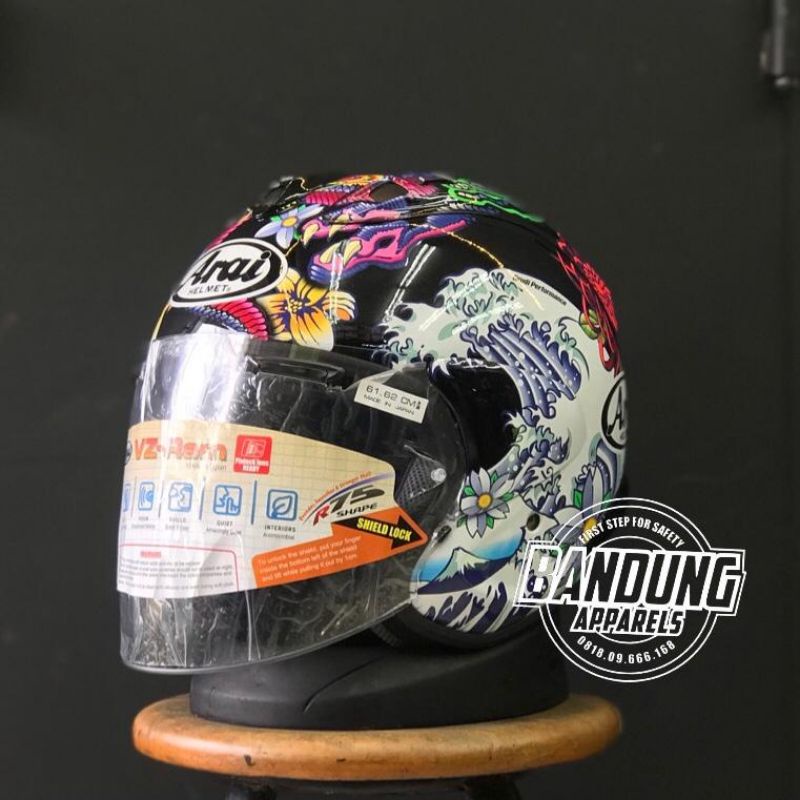 Jual Arai Half Face VZ Ram Oriental Black Gloss Series Helm Halfface Japan Shopee Indonesia