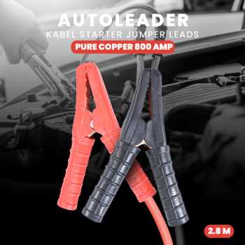 Autoleader Kabel Starter Jumper Leads Pure Copper 800 AMP 2.8 m - D800 Dilapisi dengan material PVC berkualitas tinggi sehingga menciptakan kabel yang bermutu dan awet. Lapisan pada bagian penjepit juga mencegah Anda dari bahaya setrum listrik.